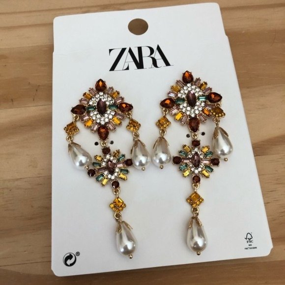 Zara Jewelry - NWT Zara statement crystal earrings